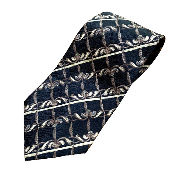 Vintage GEOFFREY BEENE Silk Tie Designer Mens Necktie Classic Black Tan 1980’s - Picture 7 of 7